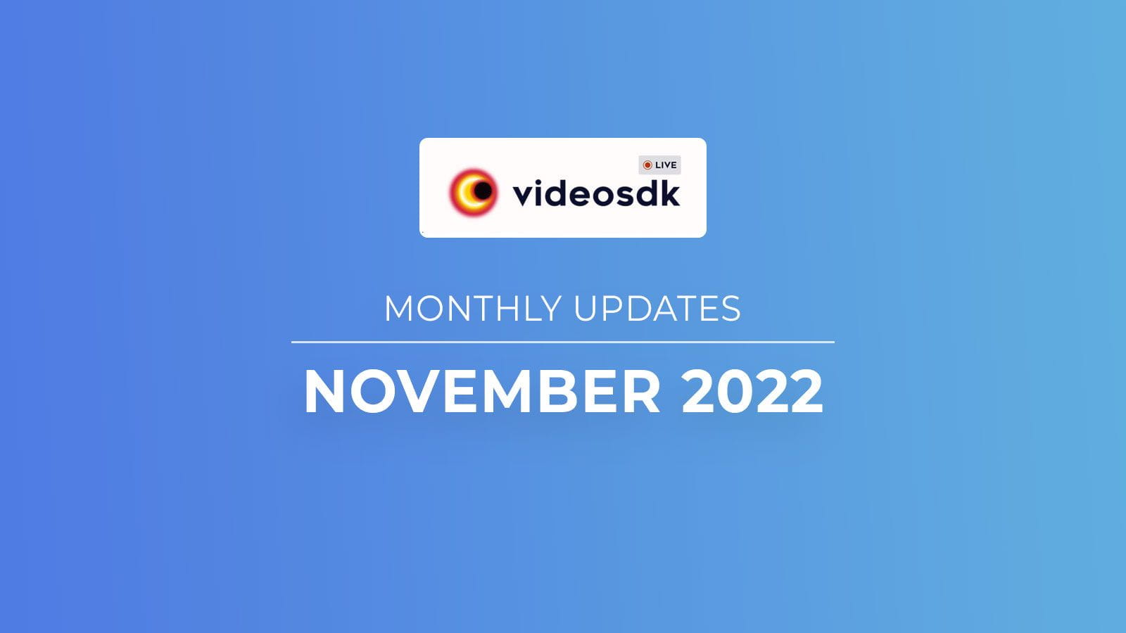 Video SDK November 22' Month Updates for Developers